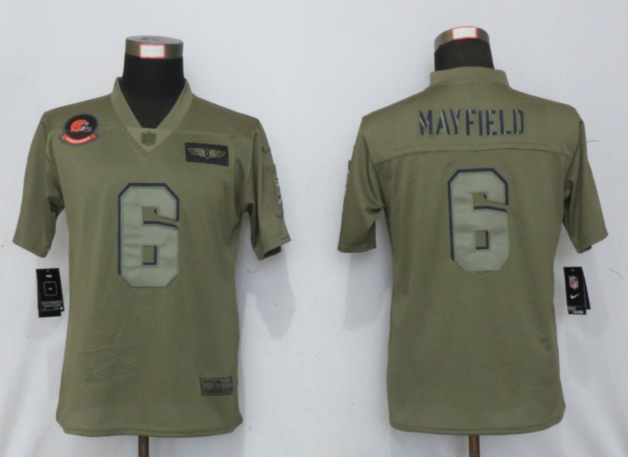 Women New Nike Cleveland Browns #6 Mayfield Nike Camo 2019 Salute to Service limited jersey->memphis grizzlies->NBA Jersey